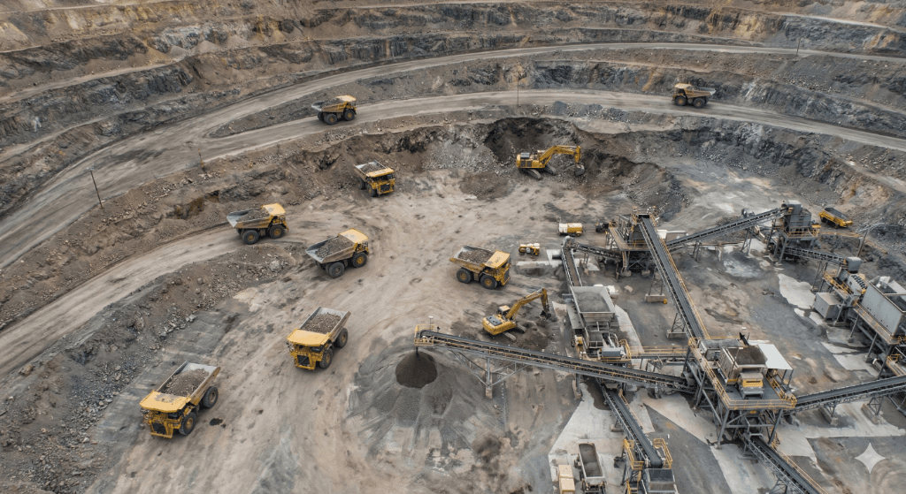 Mining equipment aerial view
