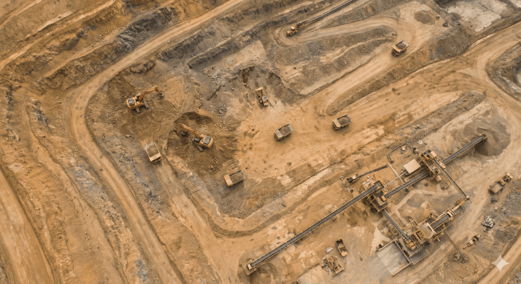 Mining operations aerial view